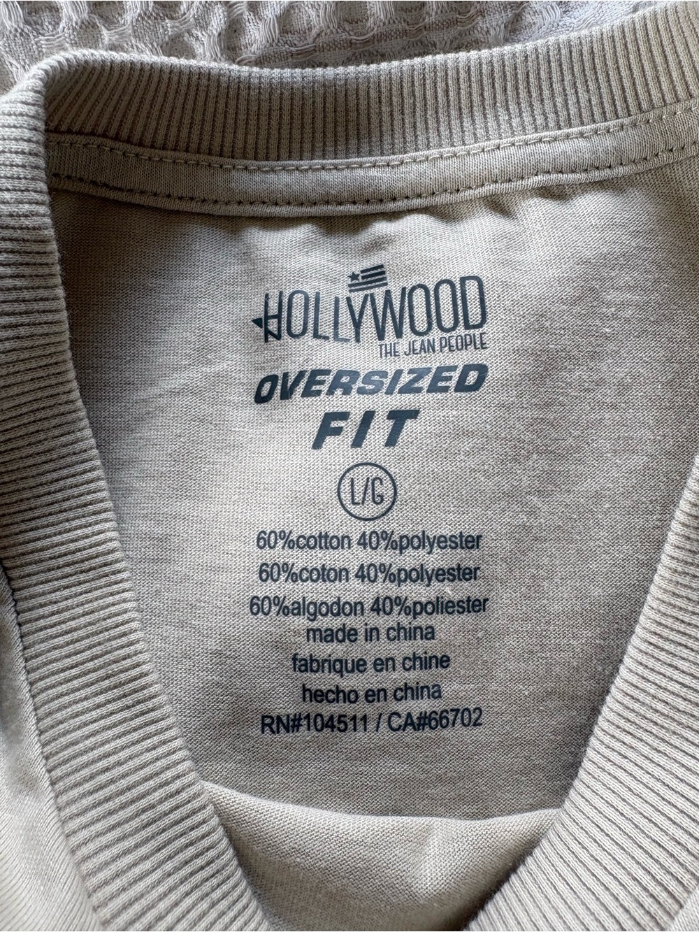 NWT Hollywood The Jean People Neutral Layered Long-Slv Tee Oversized Fit Large - Picture 3 of 11